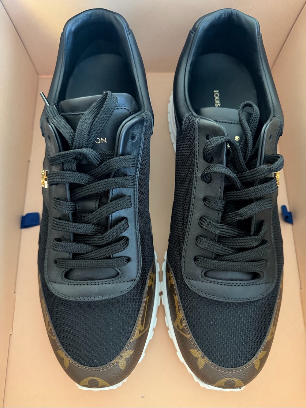 Louis Vuitton Black Sneakers with Brown Monogram Trim